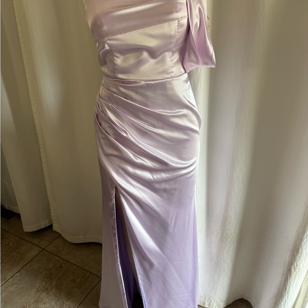 Multicolored Asymmetrical Ruched Gown